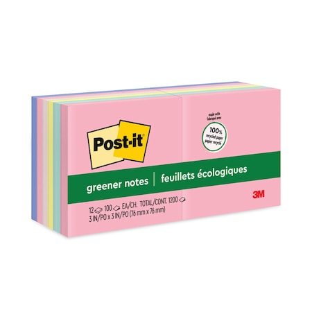 Post-It Note, Post-It, 3"X3", Ast, PK12 654RPA